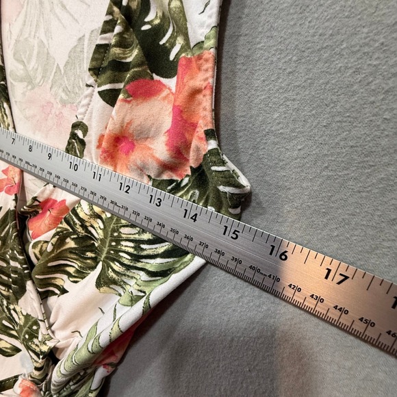J for Justify Sleeveless Wrap Side Tie Stretch Floral Tropical Sun Dress Size M - Picture 5 of 12